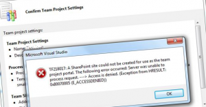 Error TF218017 ‘Access is denied’ while creating a Team Project with TFS2010